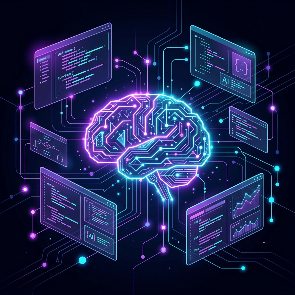 Neevly Academy AI + Software development concept illustration